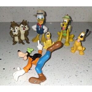 Lot of 6 Classic Disney Donald Goofy Pluto Chipmunks Figures Play Cake Toppers